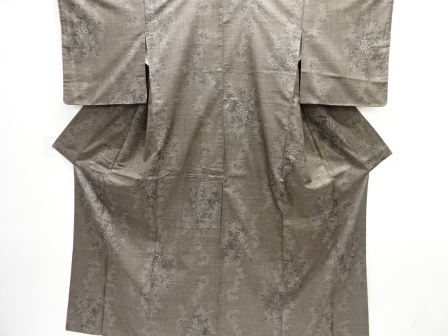 JAPANESE KIMONO / SILK / DORO OSHIMA TSUMUGI / WOVEN FLORAL PLANTS